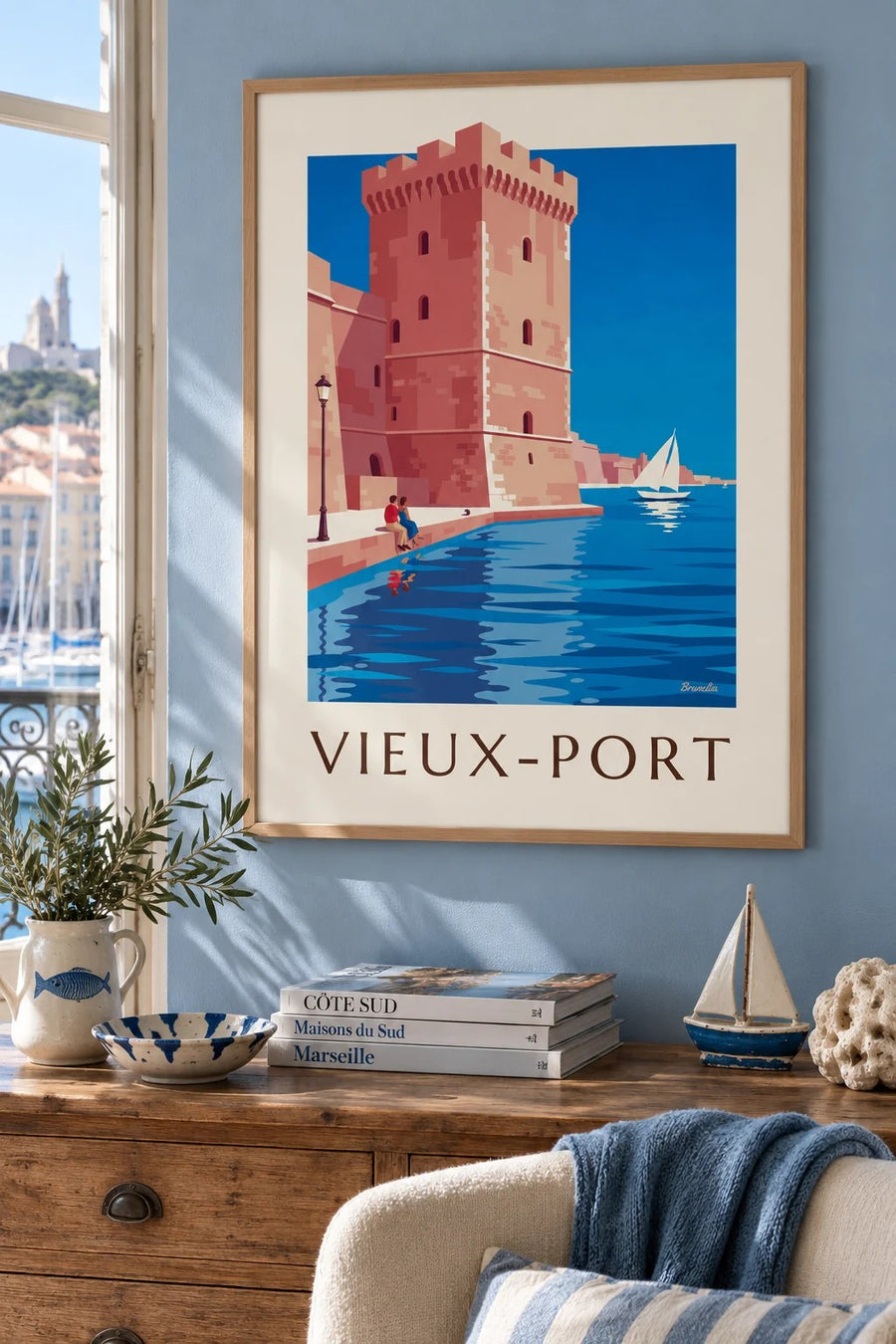 Affiche Tour du Roi René à Marseille : encadrée au mur