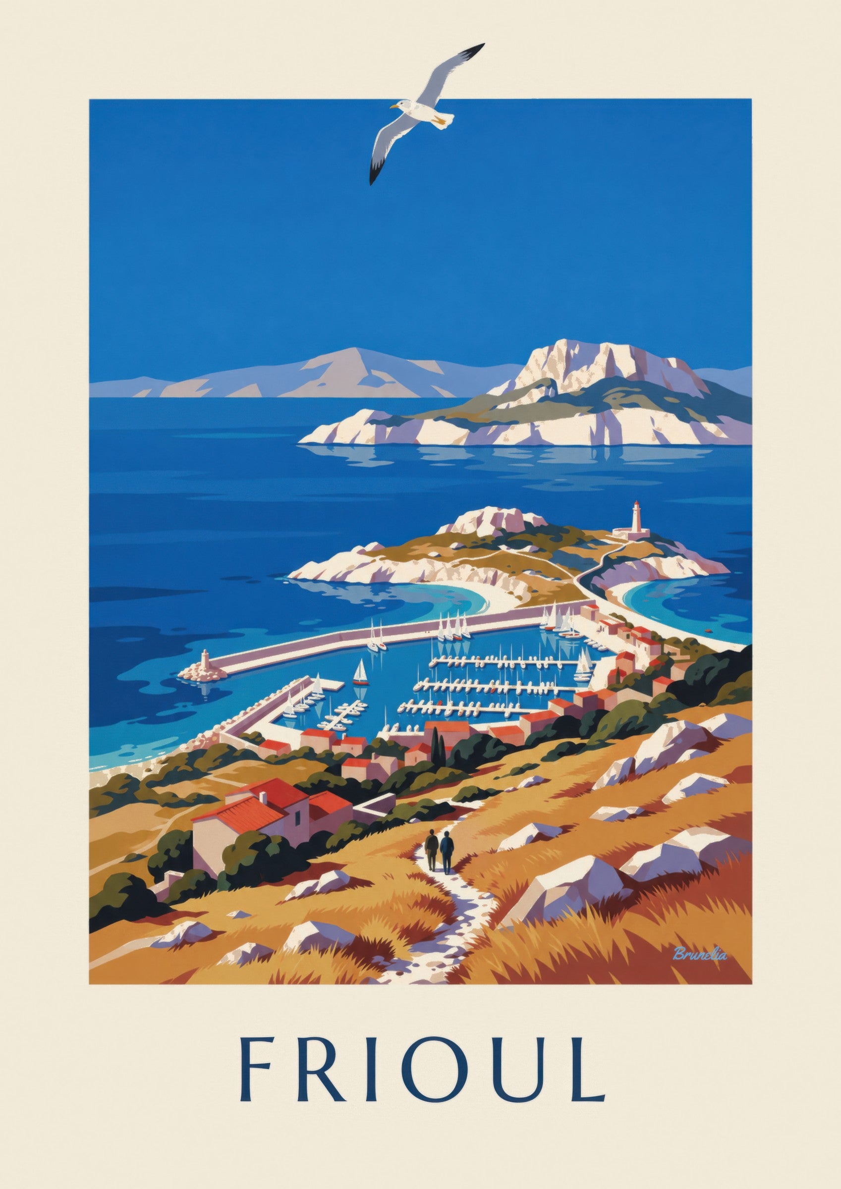 Frioul Islands harbor poster in Marseille: close-up detail