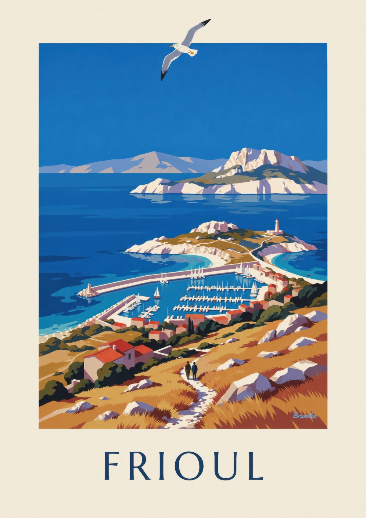 Affiche port des îles du Frioul à Marseille
