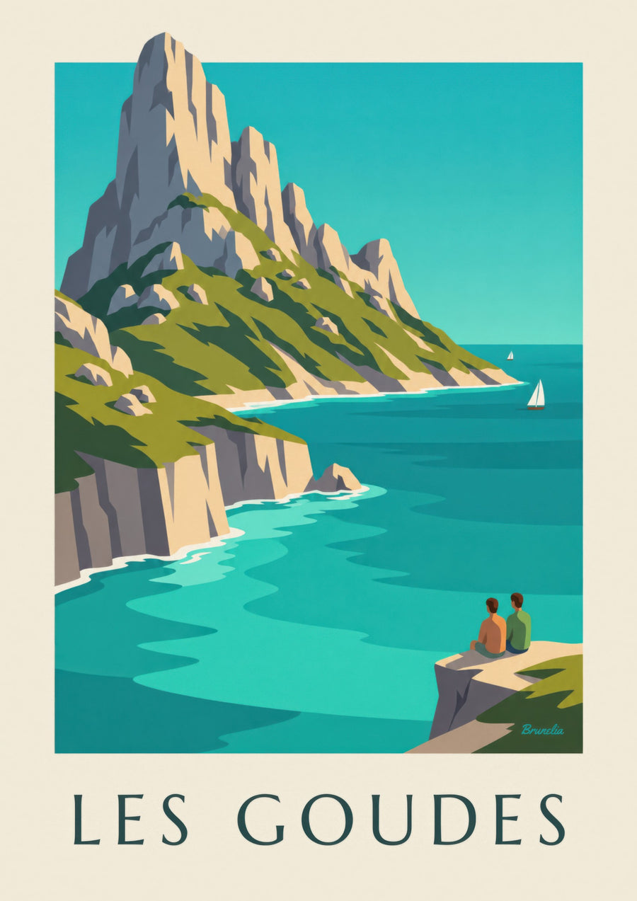 Maïre Island facing Les Goudes poster, turquoise water