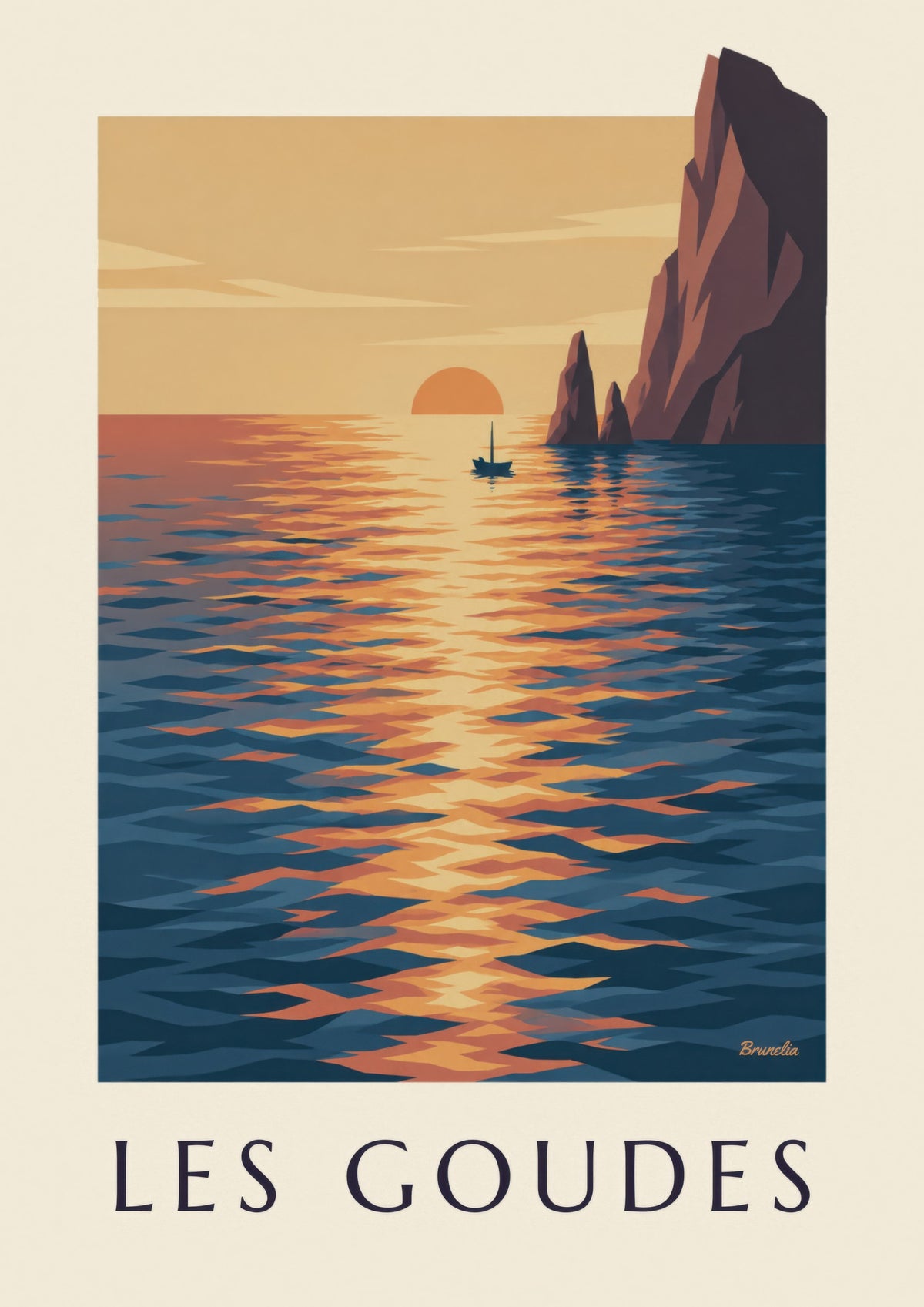 Affiche coucher de soleil aux Goudes
