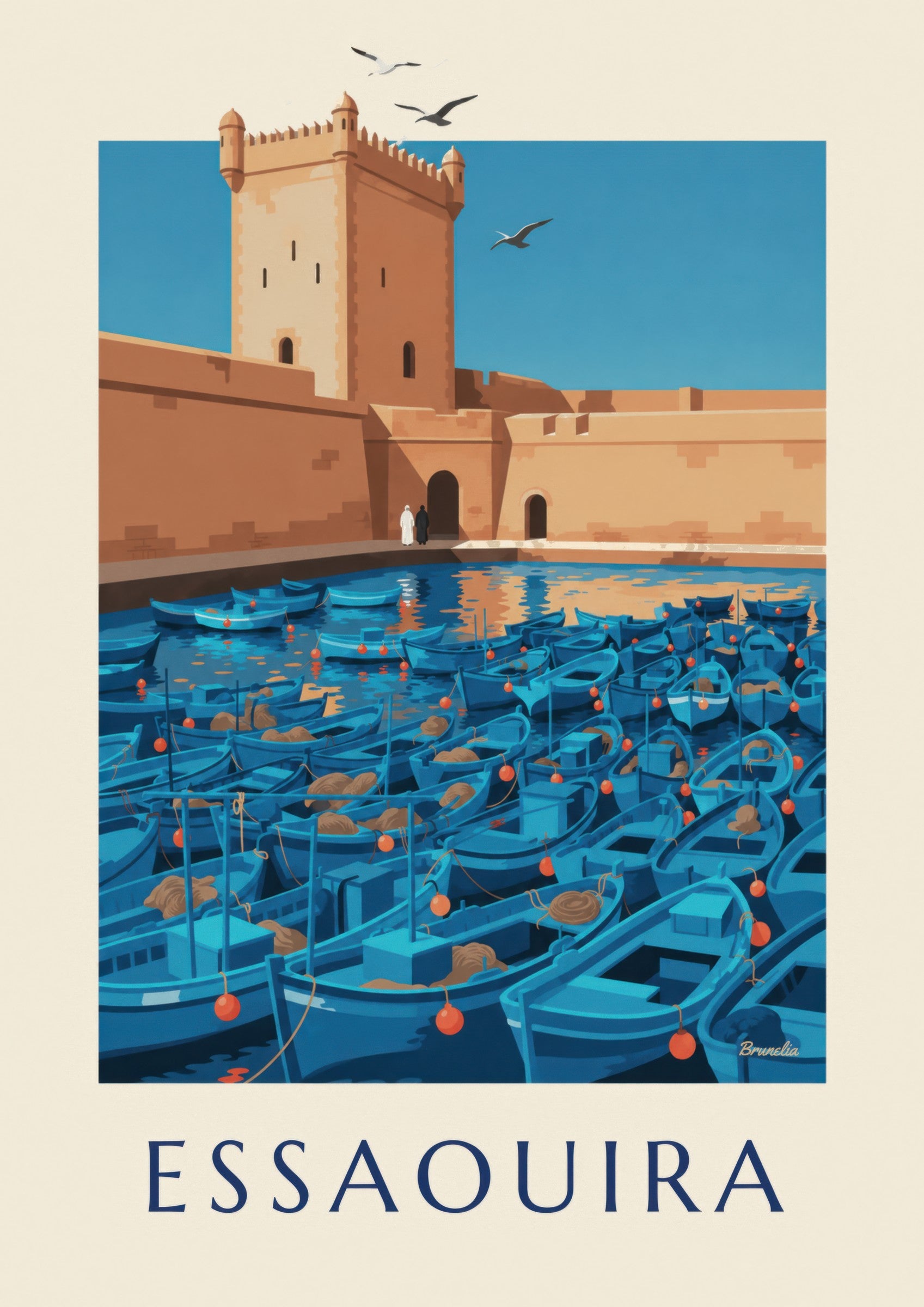 Essaouira harbor and Skala tower poster: close-up detail