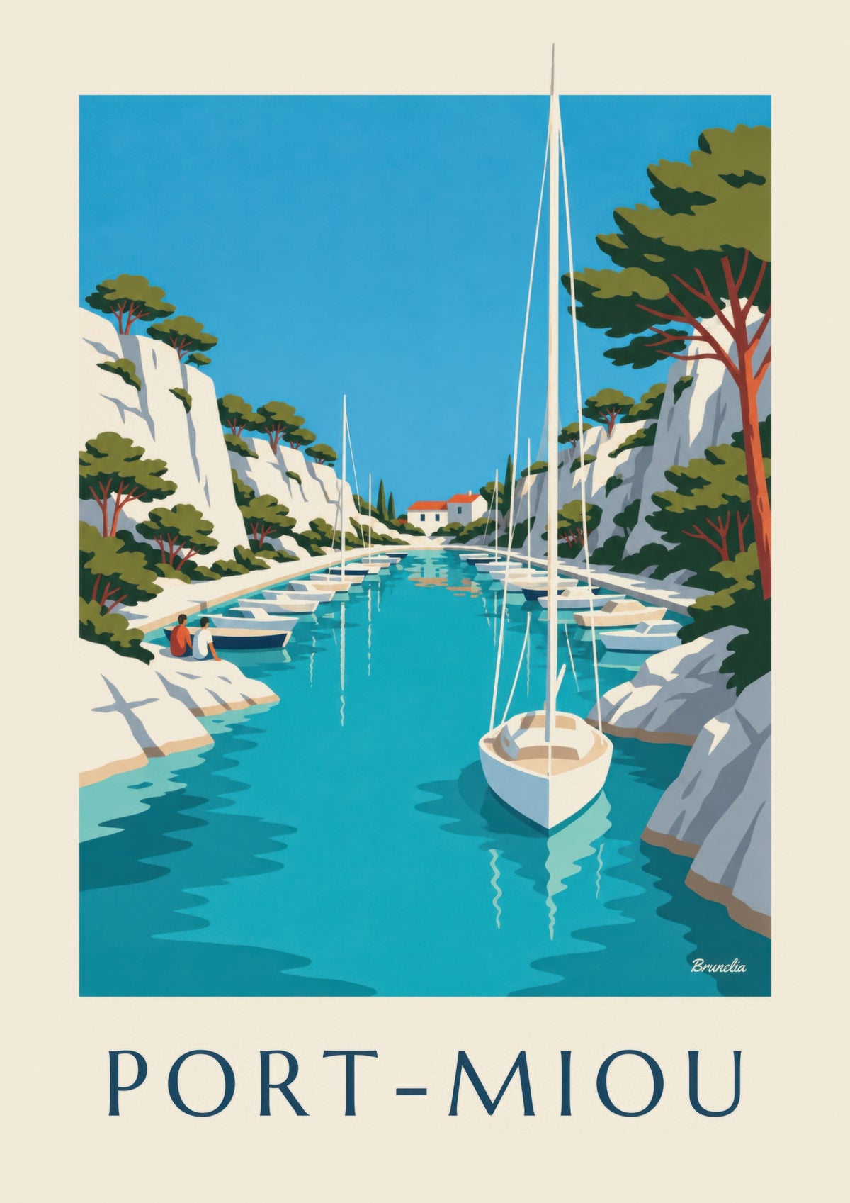 Port-Miou calanque with sailboats poster