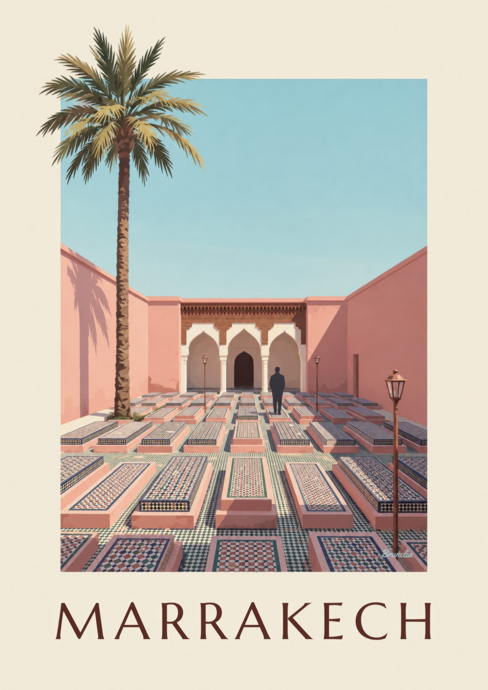 Marrakech Saadian Tombs arches and zellige poster: close-up detail