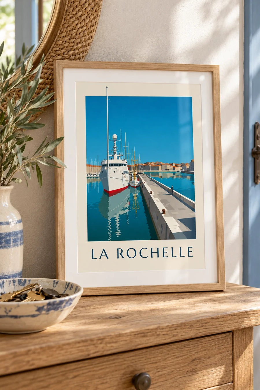 Bassin des Chalutiers in La Rochelle poster : small A4 size, framed