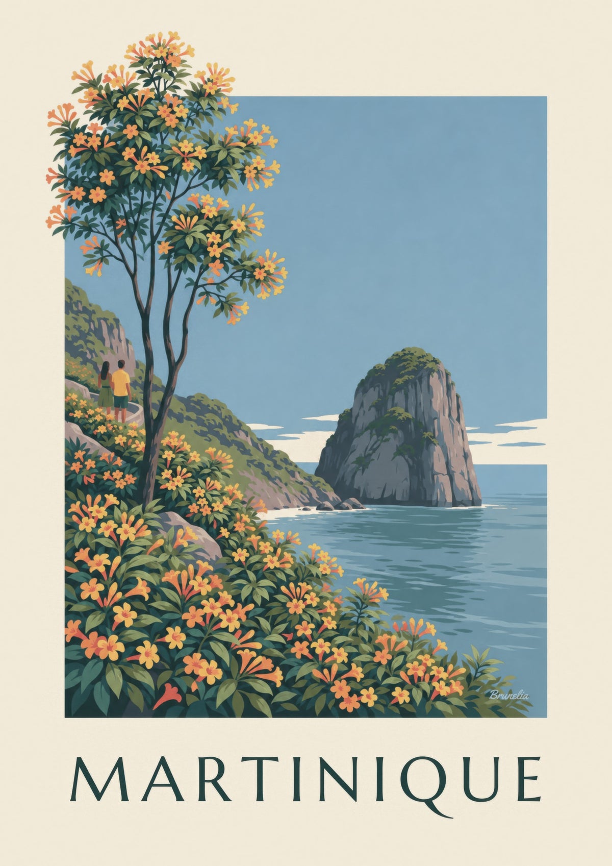 Martinique Diamond Rock and Caribbean Sea poster