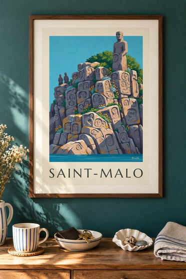 Rothéneuf carved rocks in Saint-Malo poster : framed on the wall