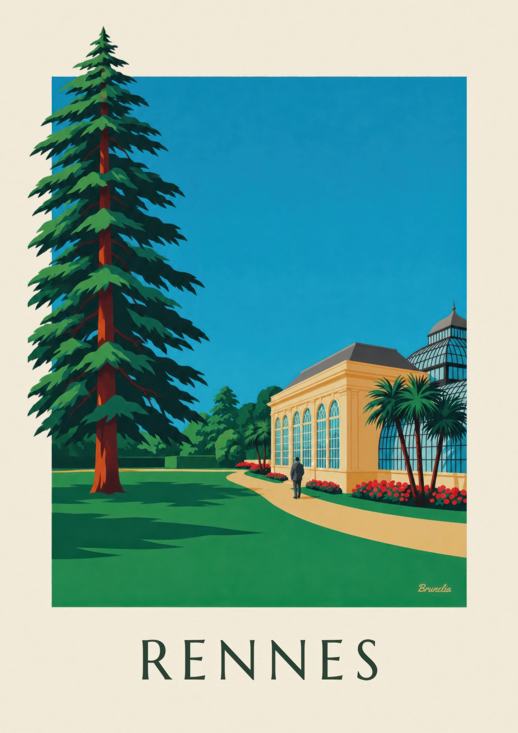 Rennes Thabor Park and orangery poster: close-up detail
