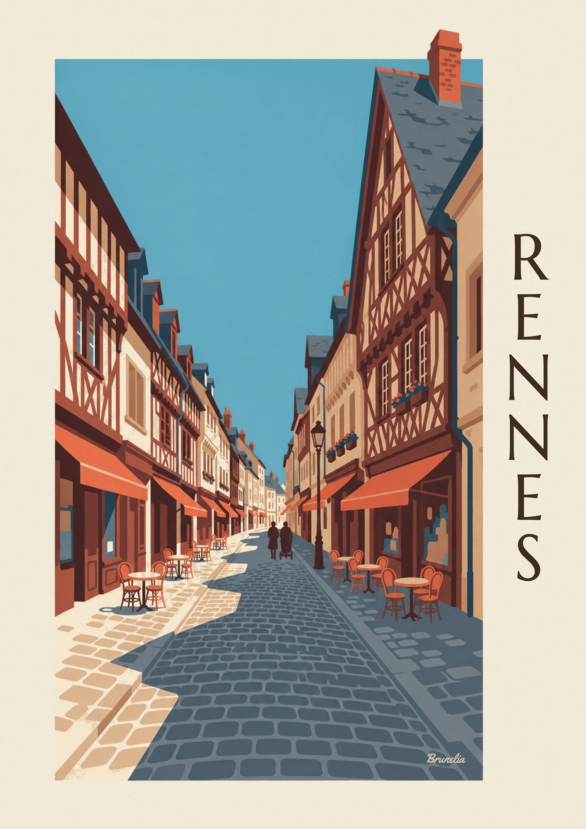 Rennes rue Saint-Georges half-timbered houses poster