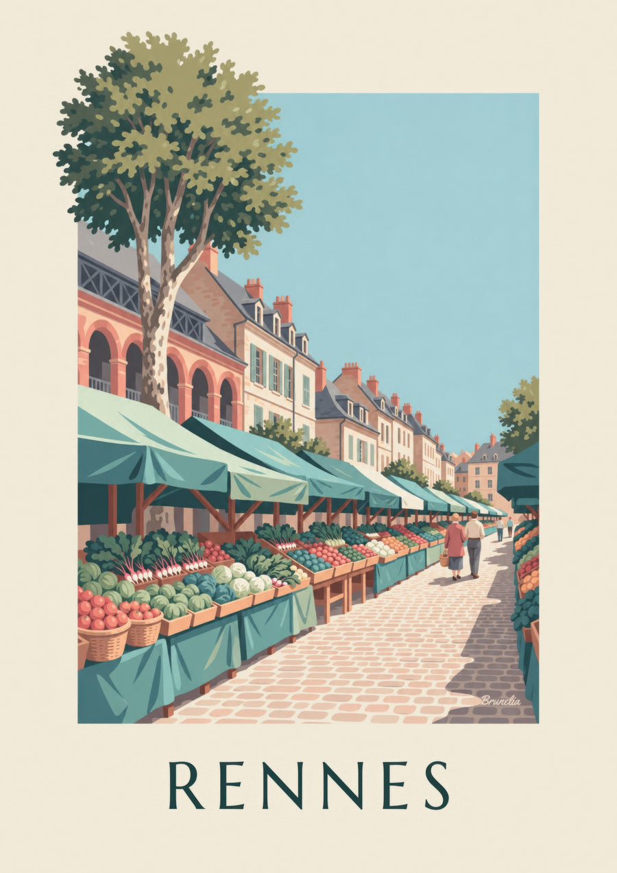 Place des Lices market in Rennes poster