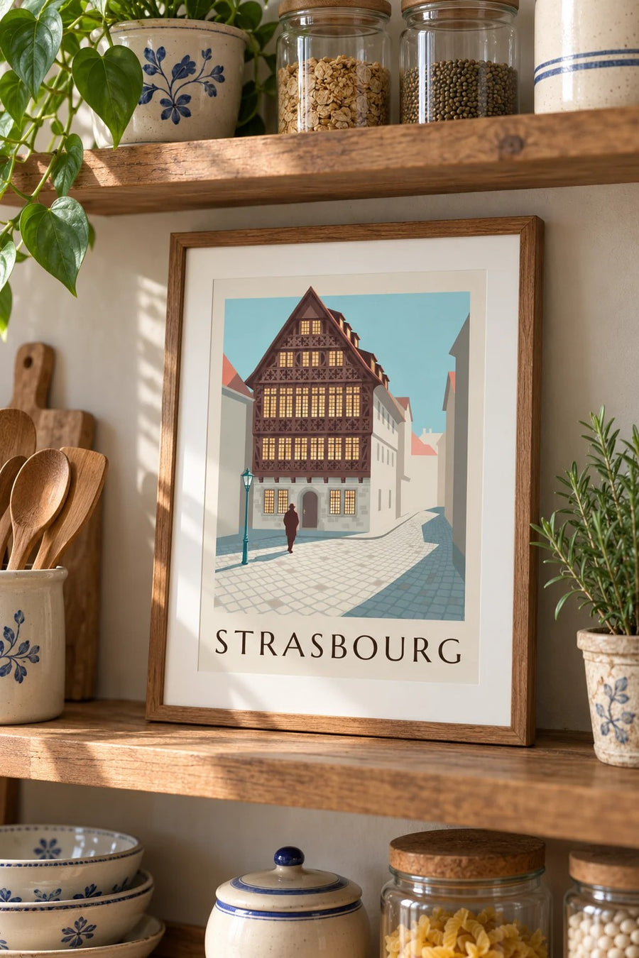 Maison Kammerzell in Strasbourg poster : small A4 size, framed
