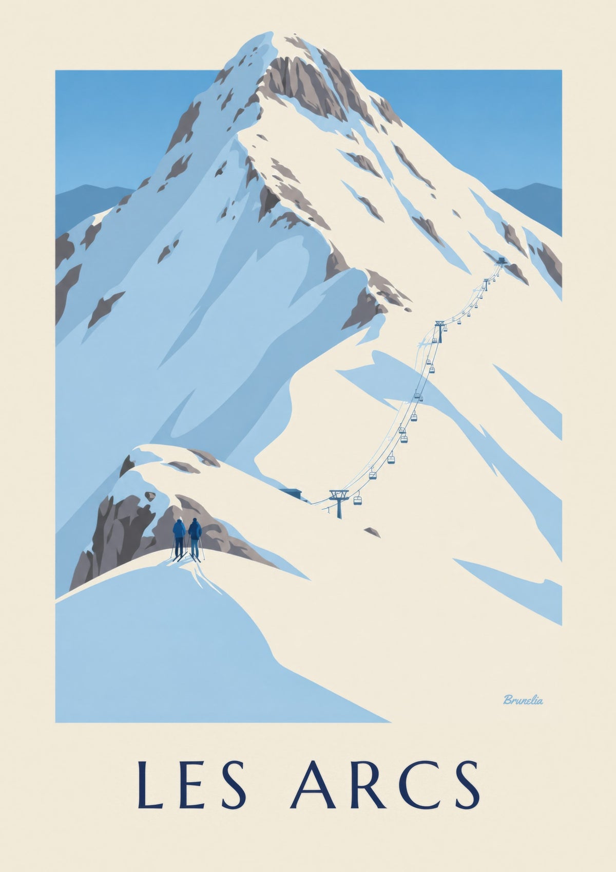 Les Arcs, snowy mountain poster | Brunelia