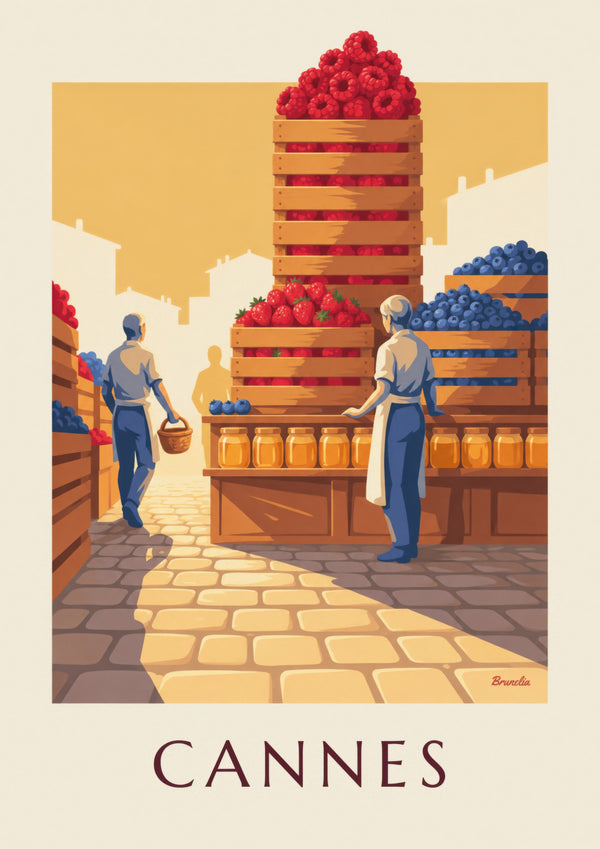 Forville Market in Cannes, red berries poster