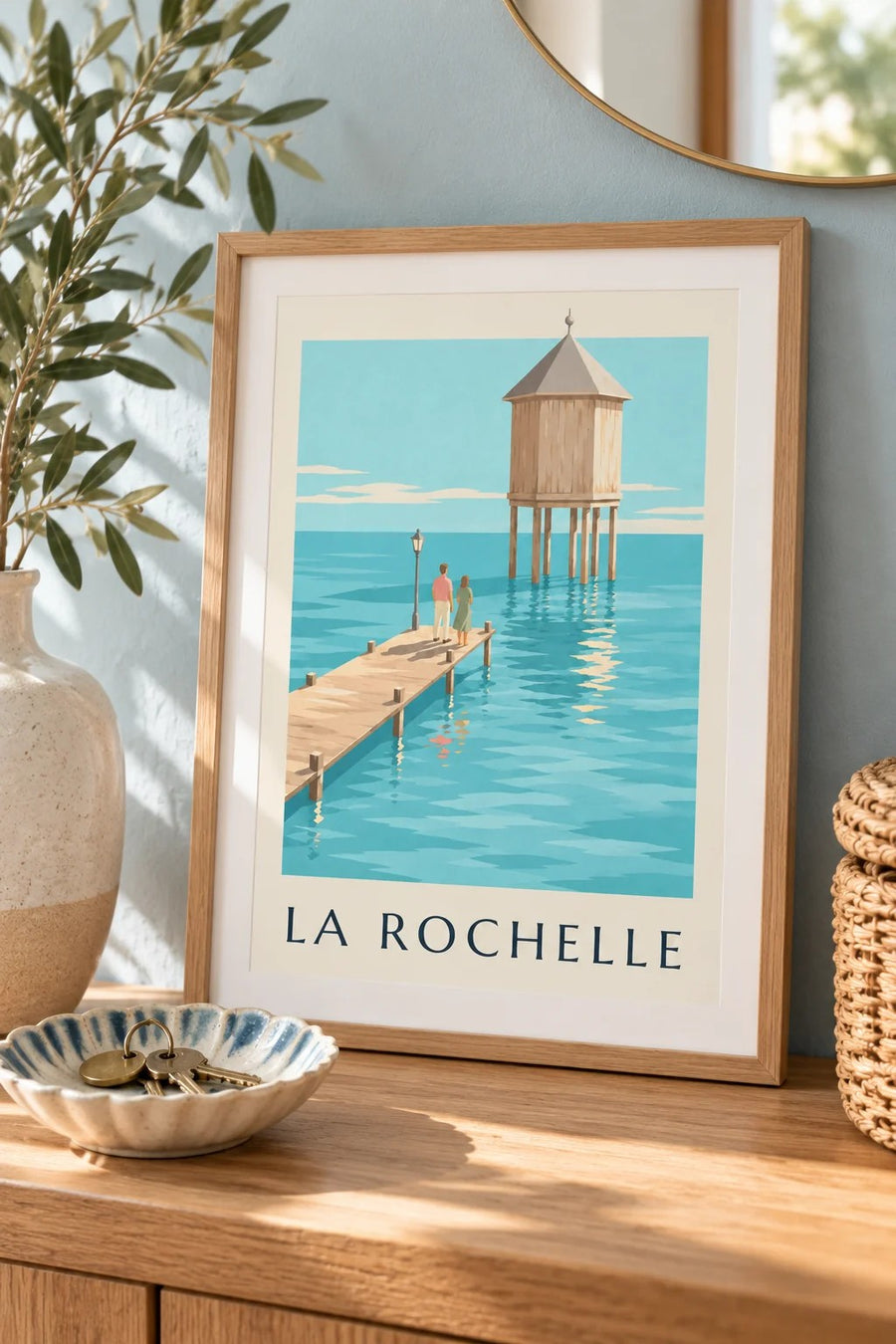 Bout du Monde Lighthouse Poster in La Rochelle : small A4 size, framed