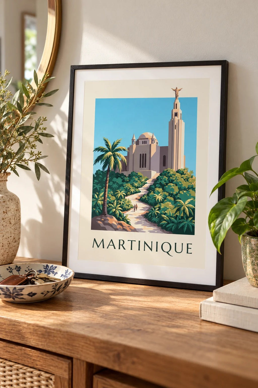 Martinique Poster, Sacred Heart of Balata Church : small A4 size, framed