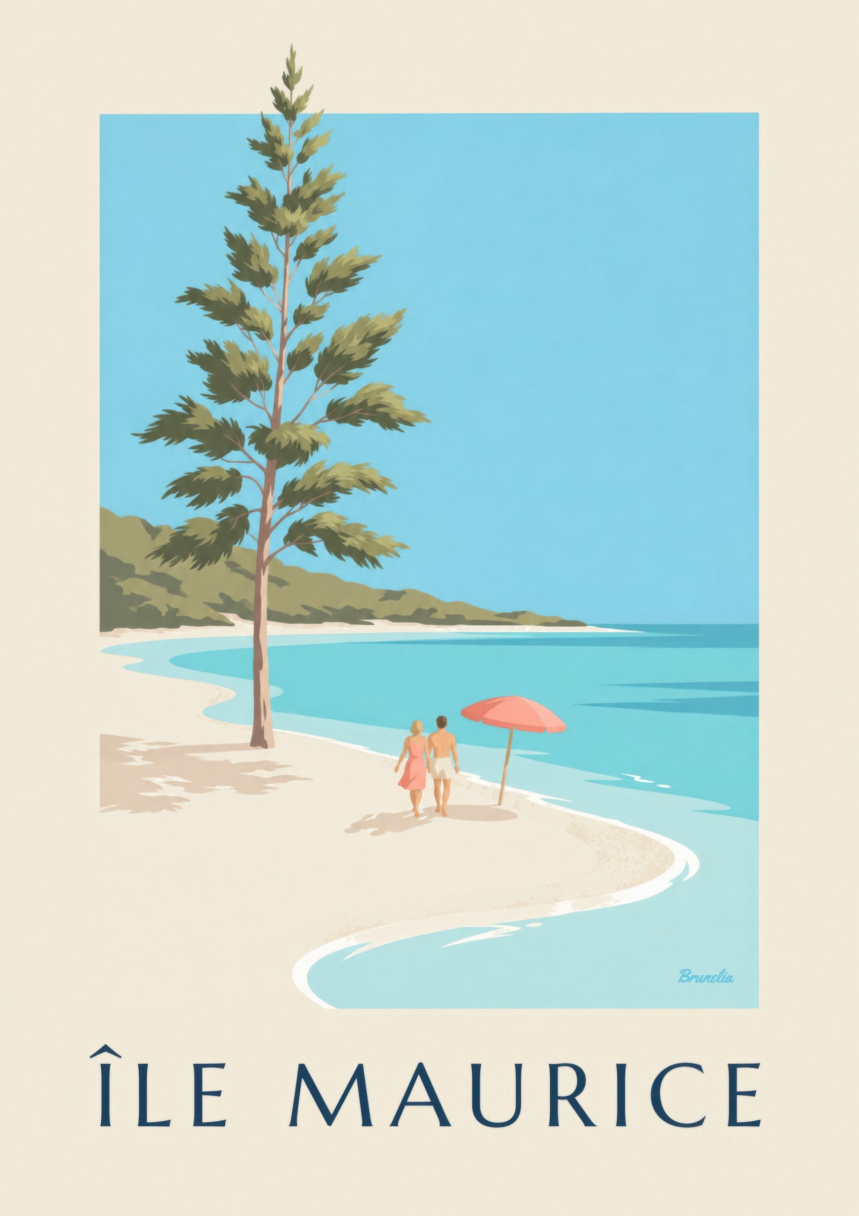 Mauritius Poster, Blue Bay Beach (MAURITIUS title): close-up detail