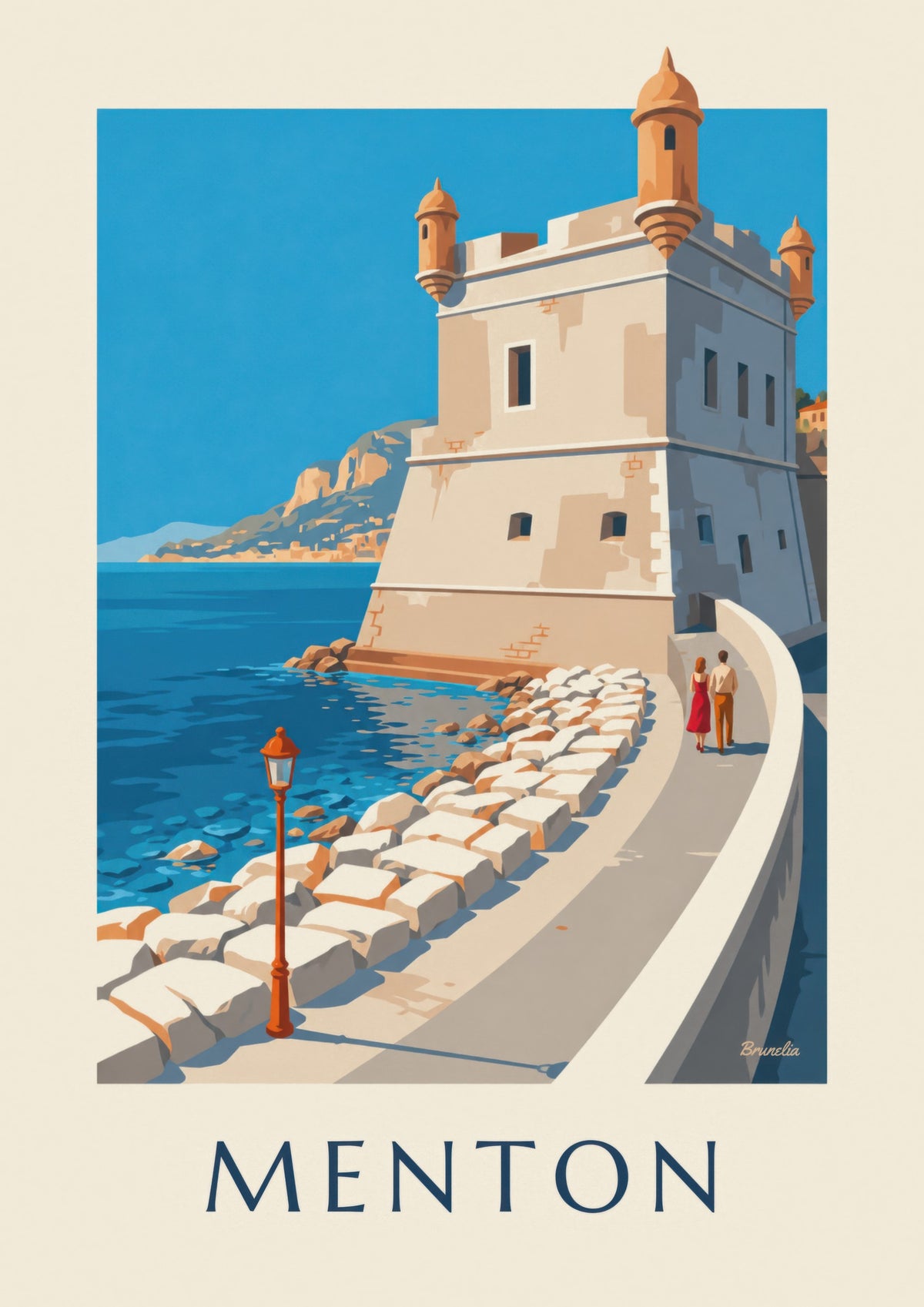 Menton Old Harbour Bastion Seaside Poster
