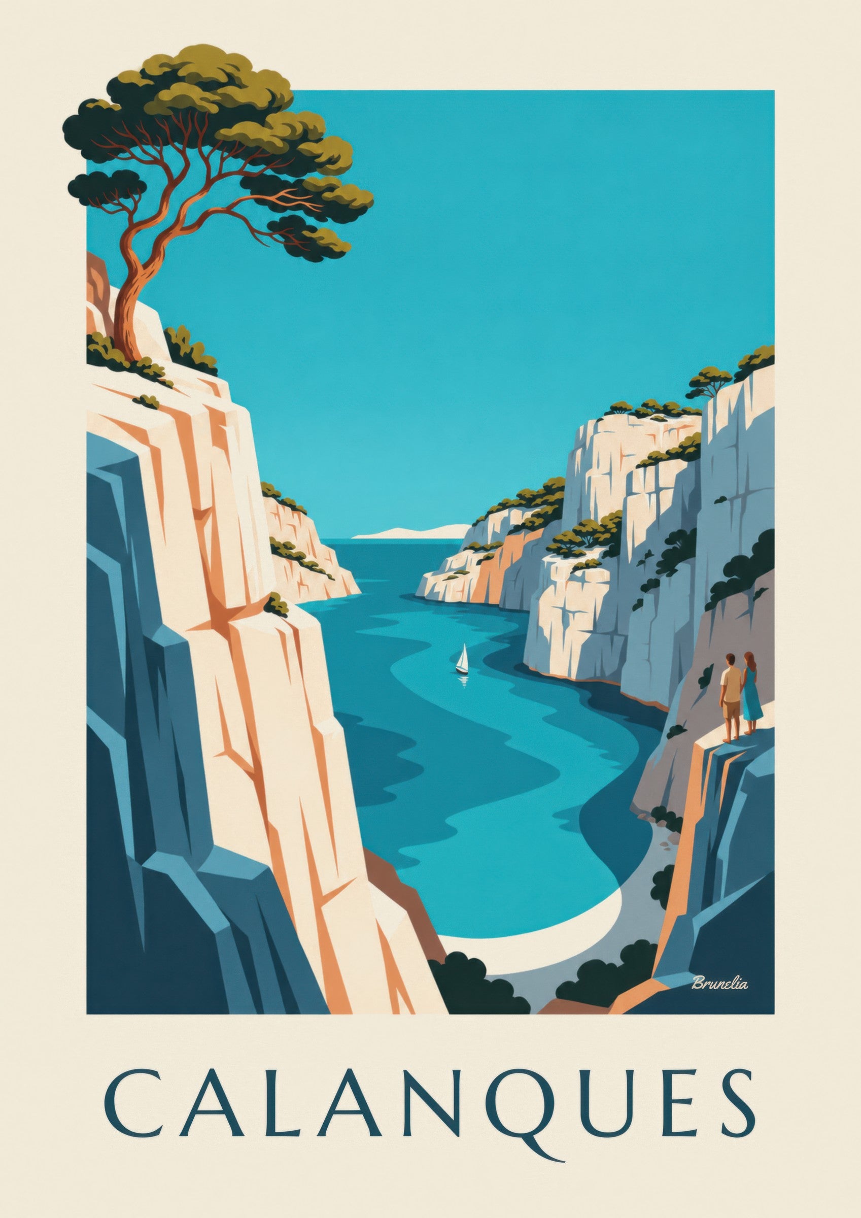 Affiche calanque d'En-Vau à Marseille: close-up detail