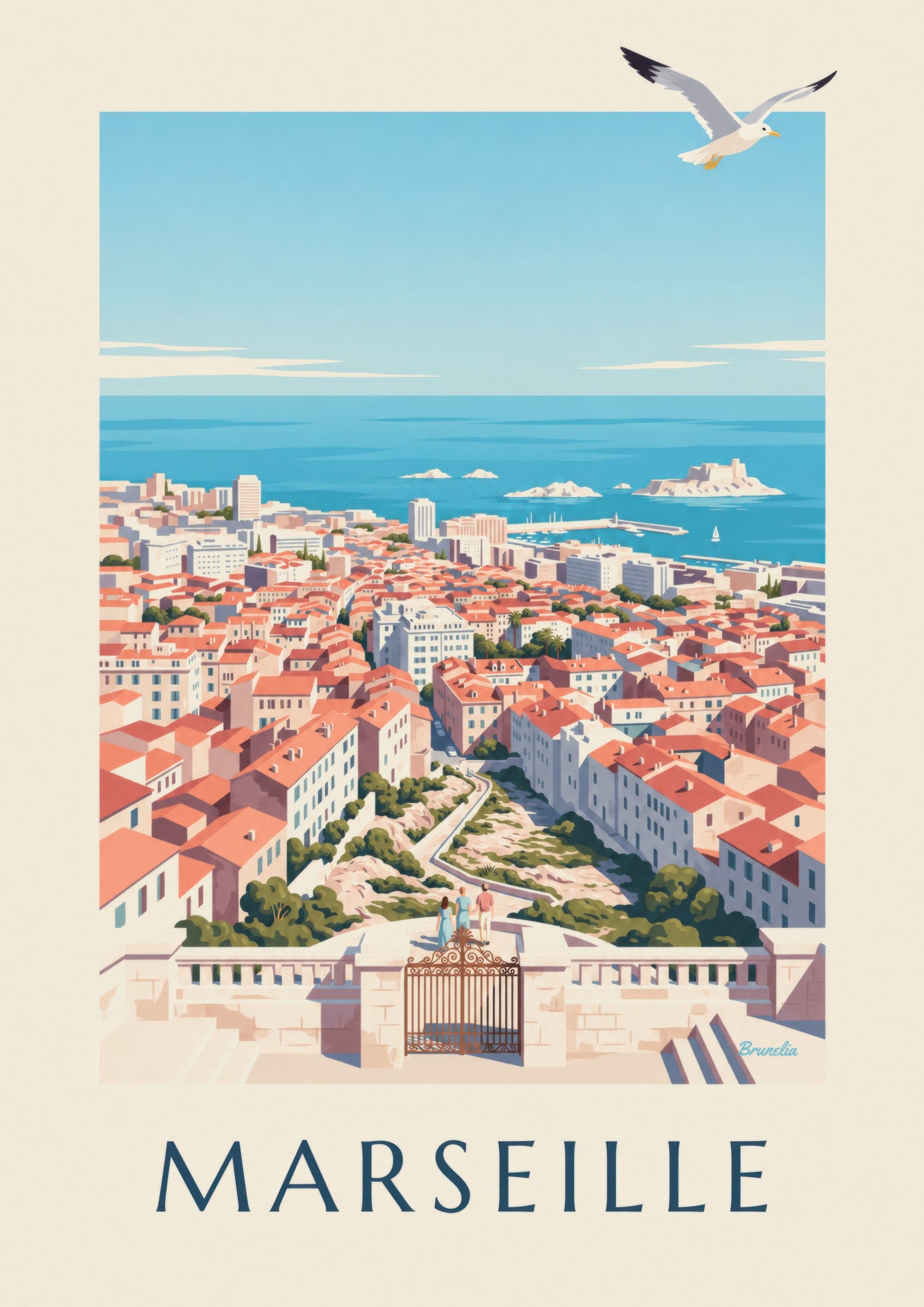 Marseille View from Notre-Dame-de-la-Garde Poster: close-up detail