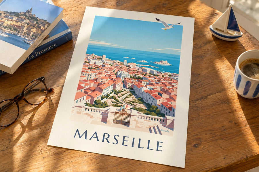 Marseille View from Notre-Dame-de-la-Garde Poster : standing on a table