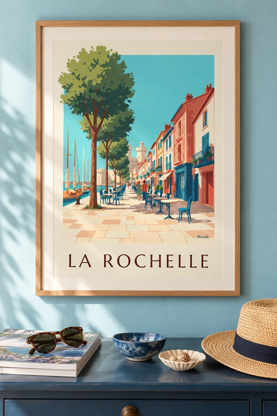Gabut in La Rochelle Poster, Colourful Houses : framed on the wall