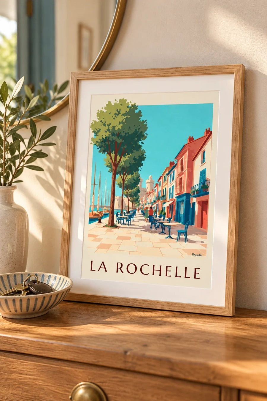 Gabut in La Rochelle Poster, Colourful Houses : small A4 size, framed