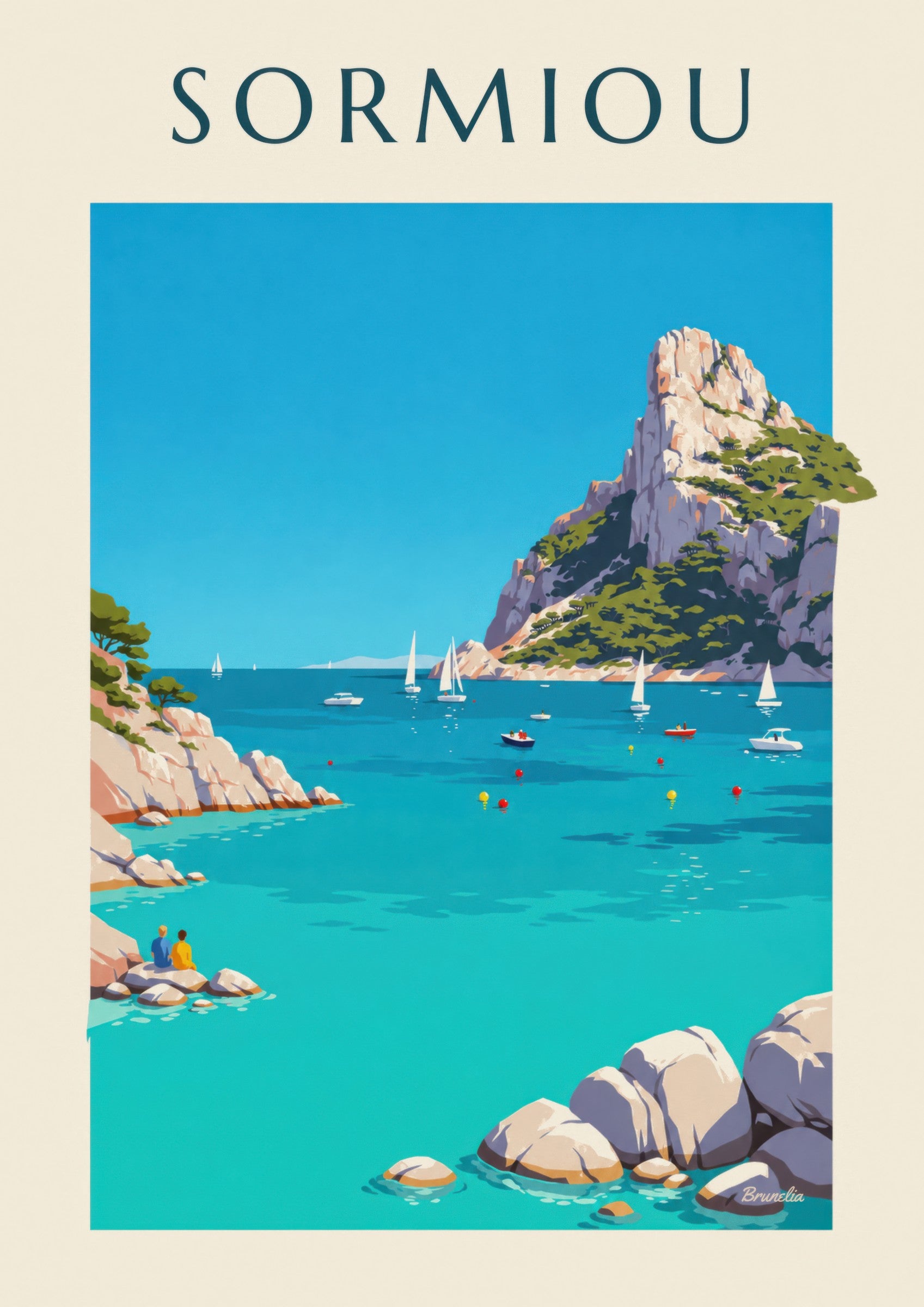 Sormiou Calanque Marseille poster: close-up detail
