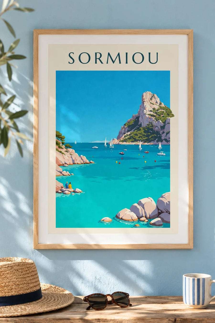 Affiche calanque de Sormiou à Marseille : encadrée au mur