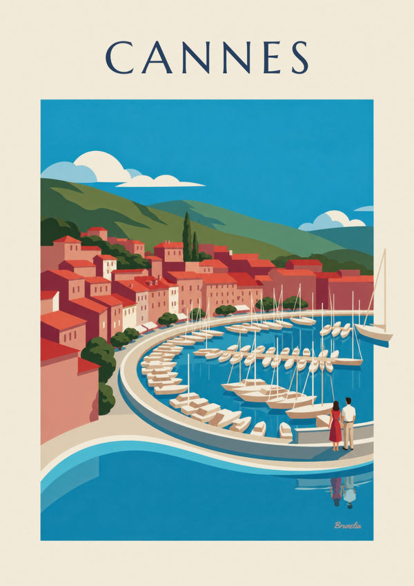 Cannes bay view from Le Suquet poster