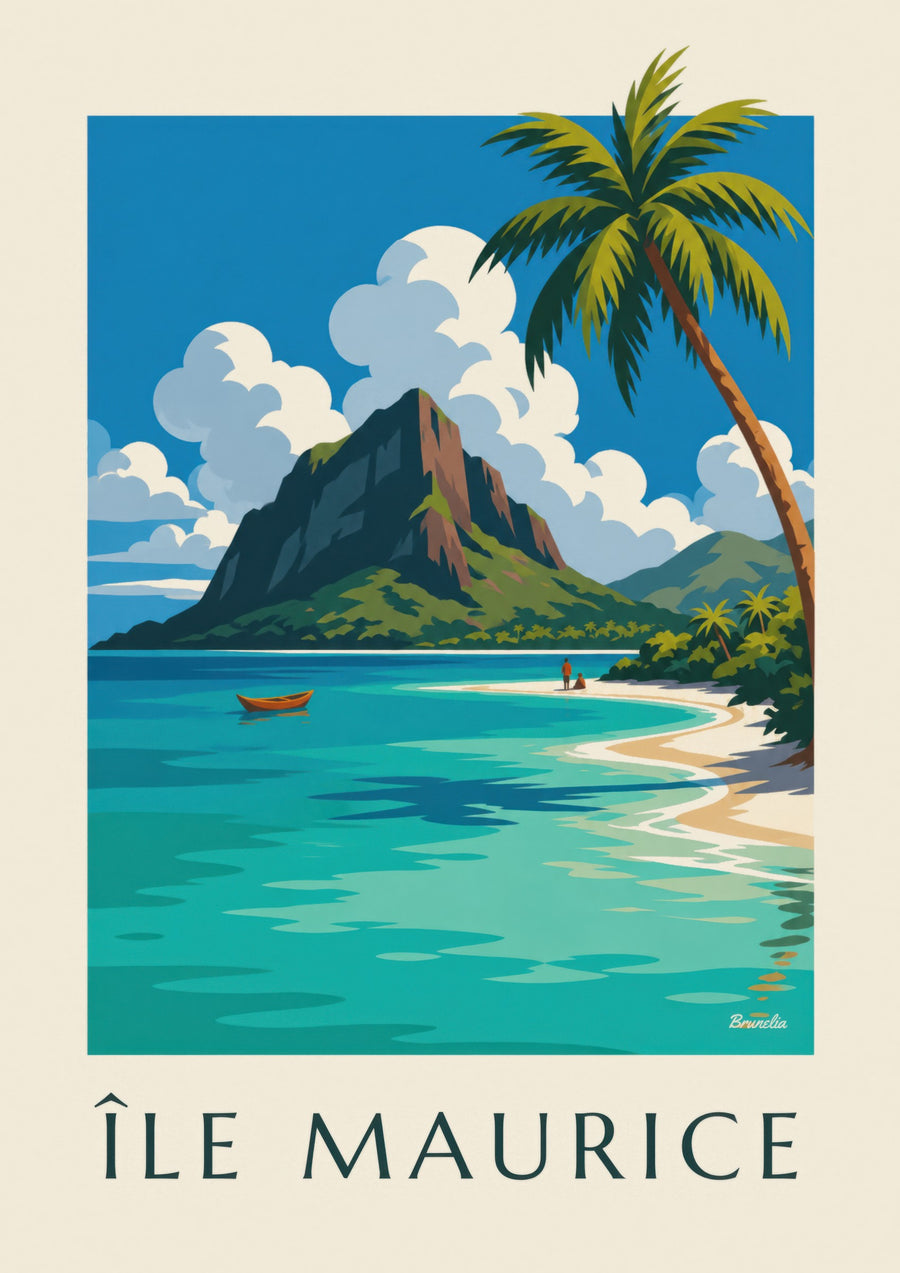 Le Morne Brabant and lagoon Mauritius poster