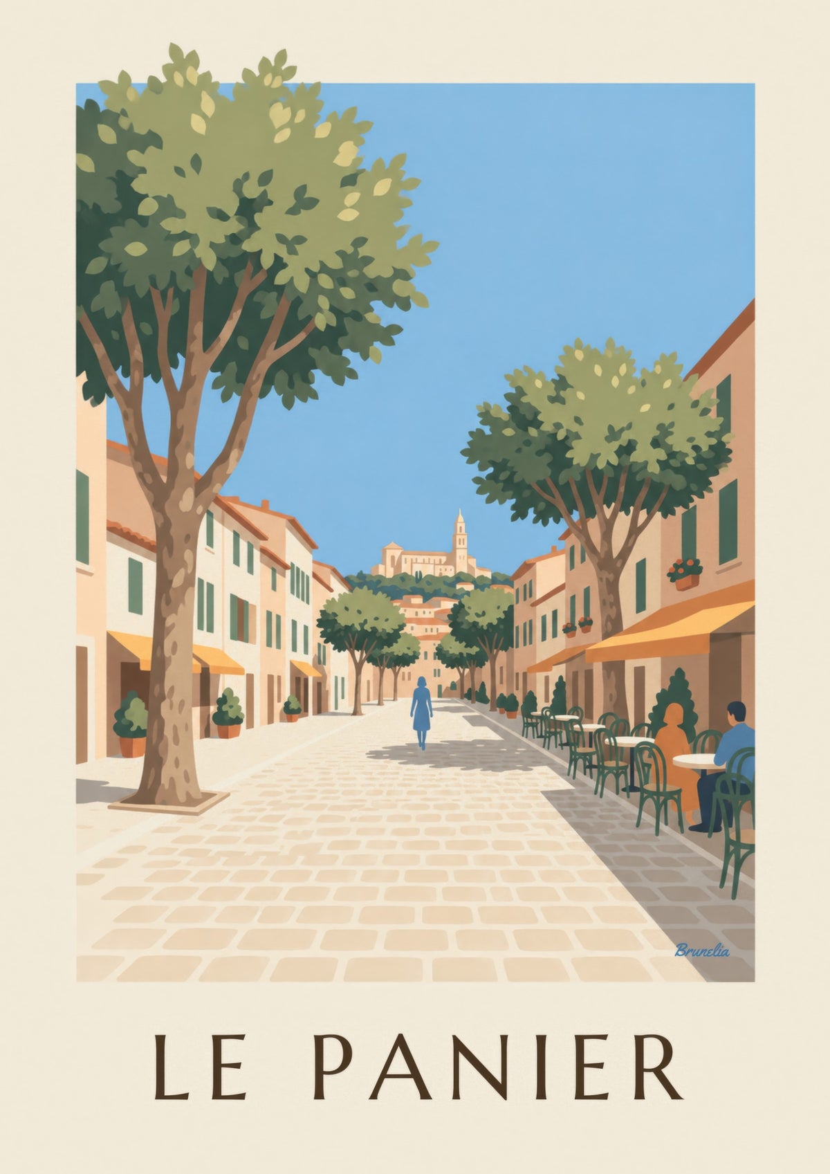 Place de Lenche in Le Panier with terraces and plane trees poster
