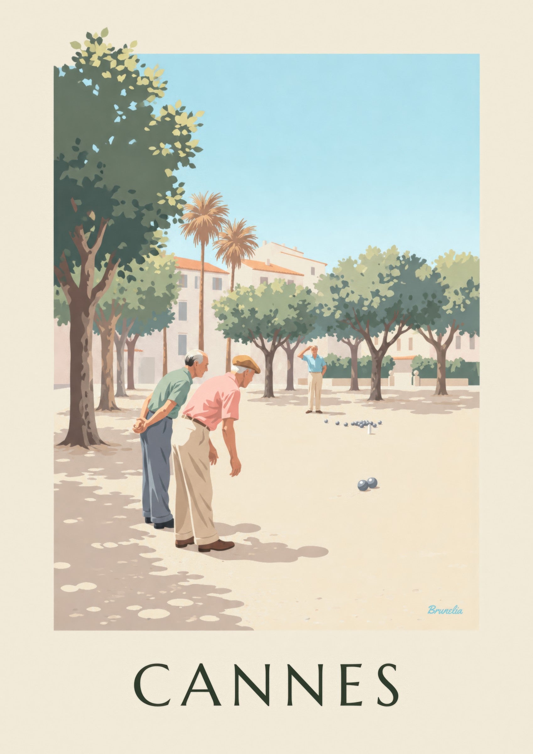 Affiche pétanque sous les platanes à Cannes: close-up detail