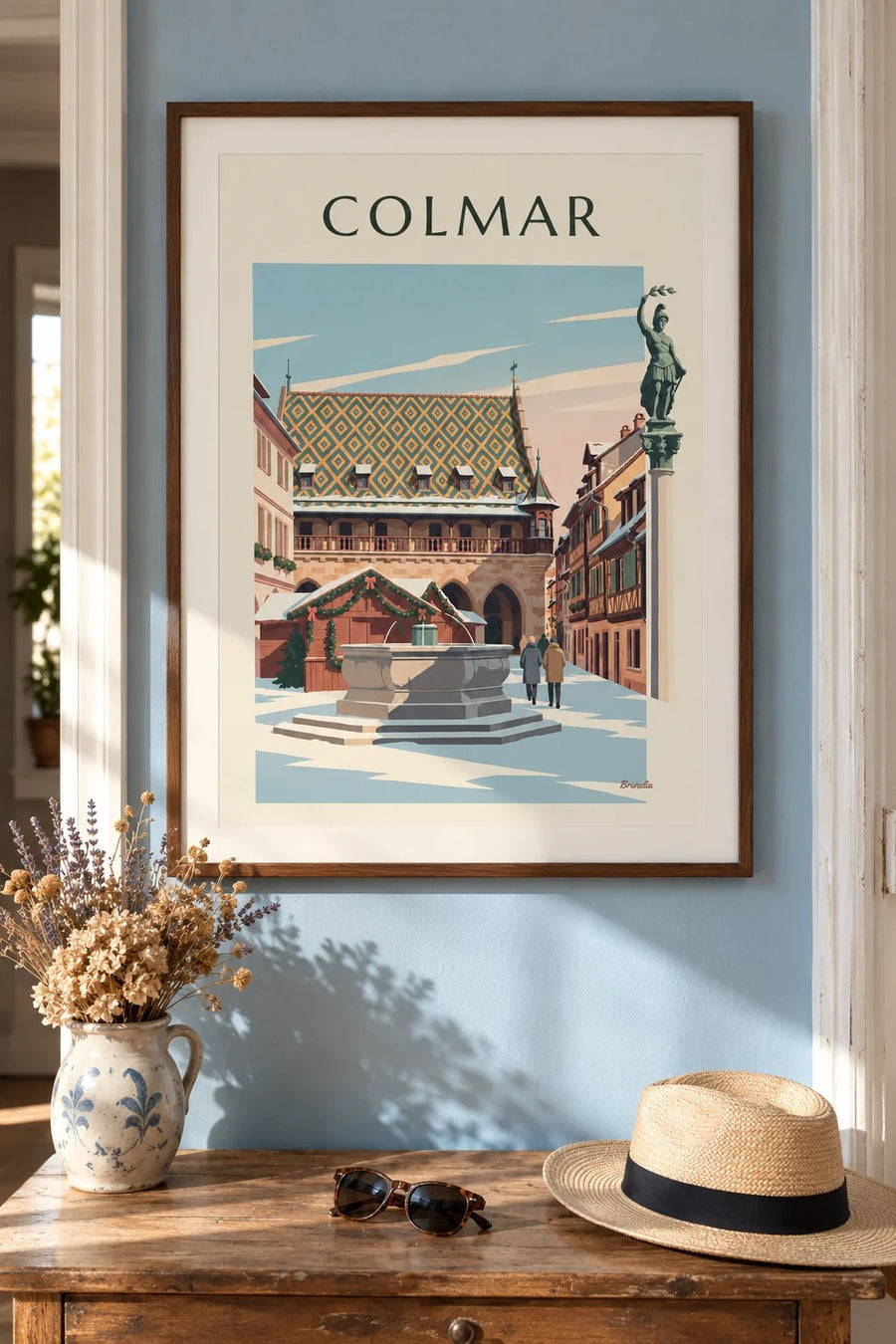 Affiche fontaine Schwendi et Koïfhus à Colmar : encadrée au mur