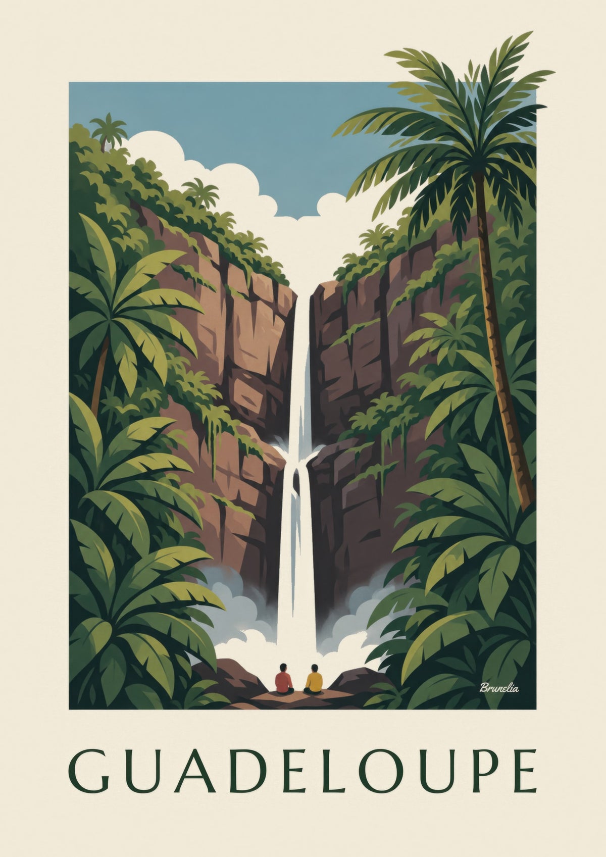 Guadeloupe Carbet Falls tropical forest poster