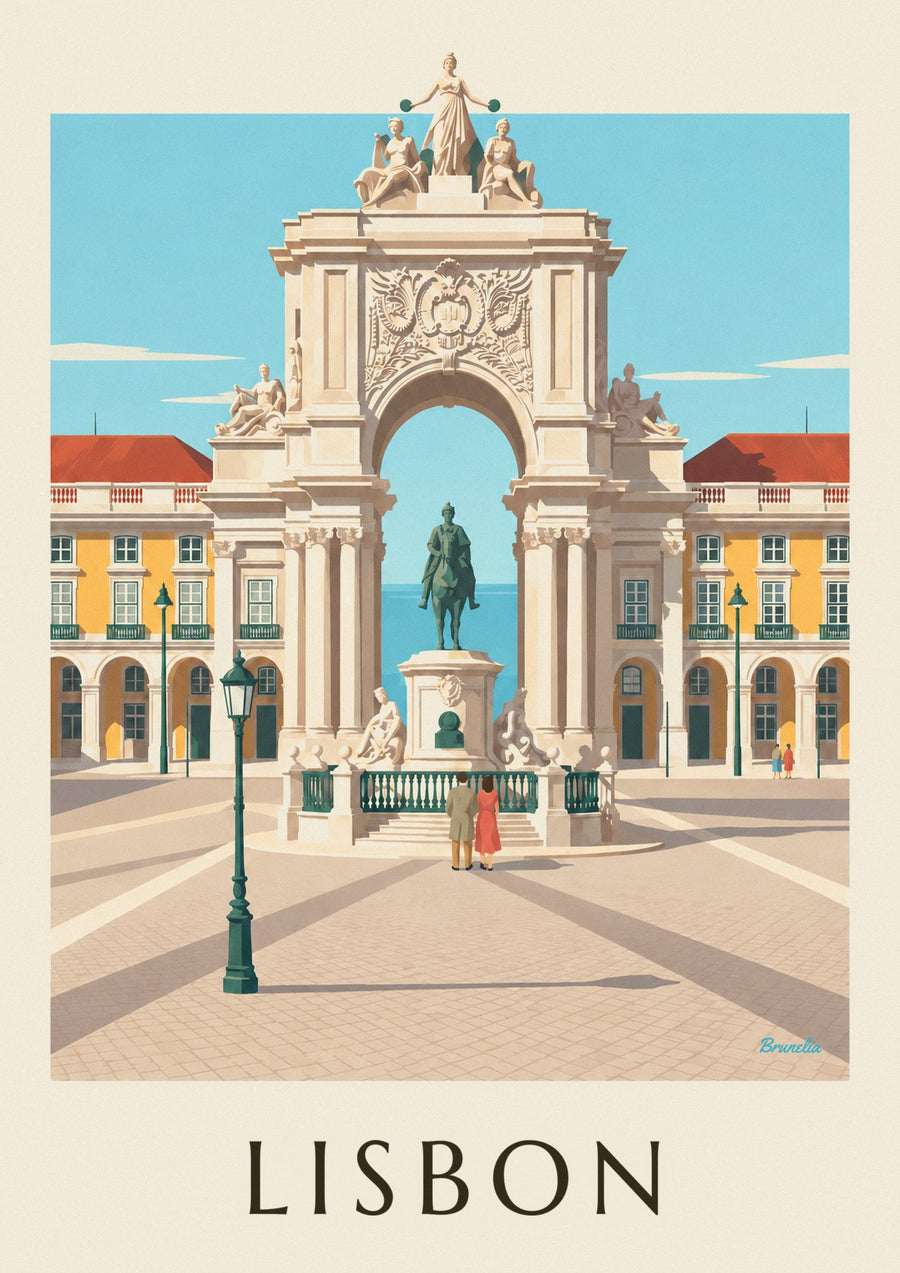 Place du Commerce and Rua Augusta arch in Lisbon poster