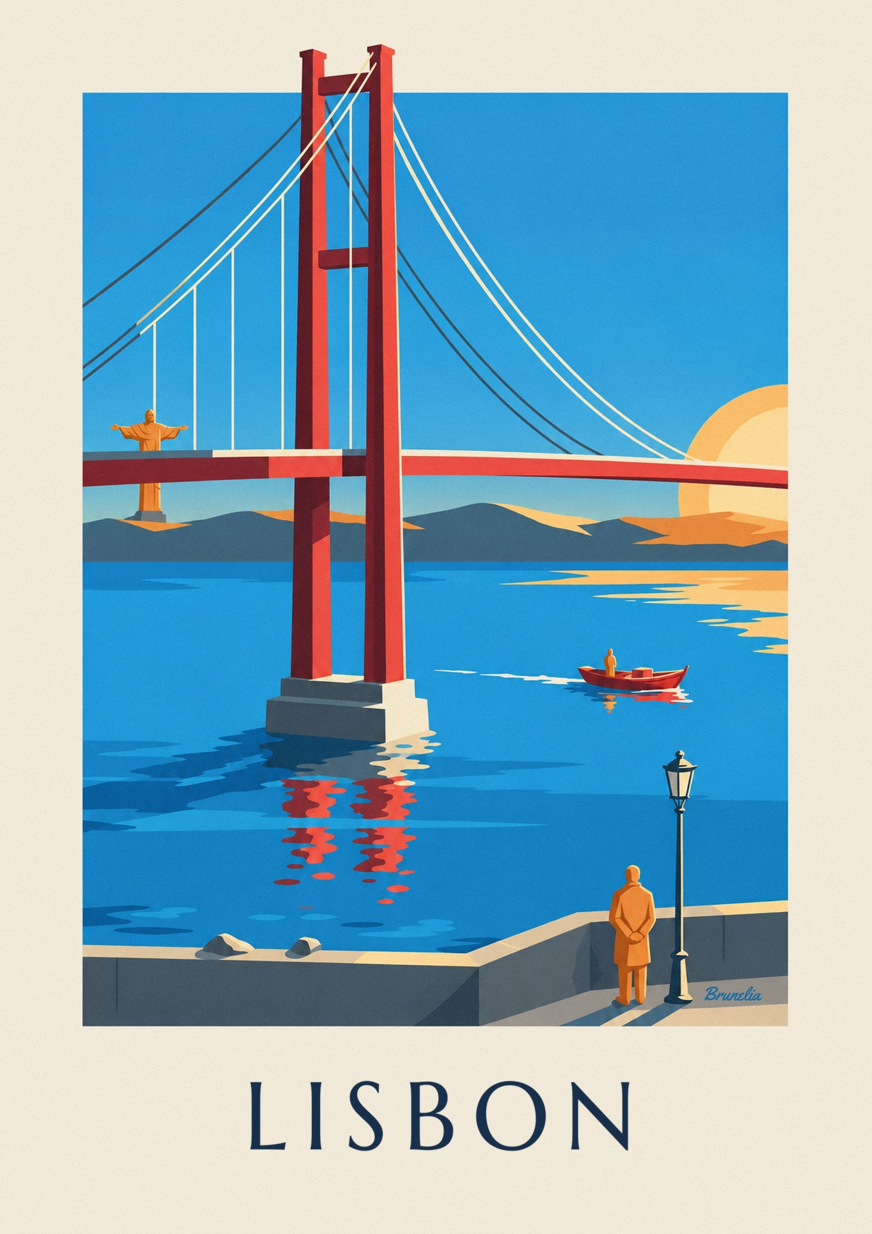 Lisbon 25 de Abril Bridge over the Tagus poster: close-up detail