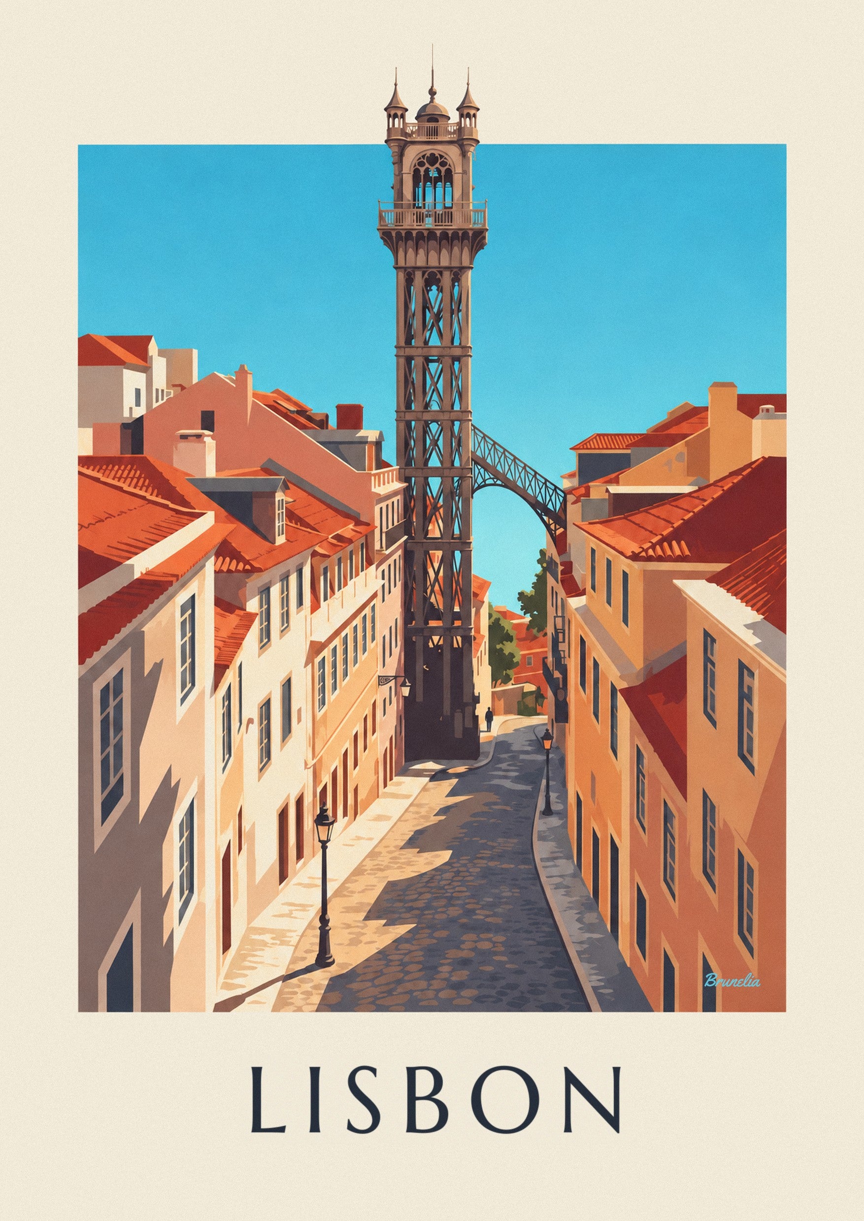 Santa Justa Lift in Lisbon poster: close-up detail