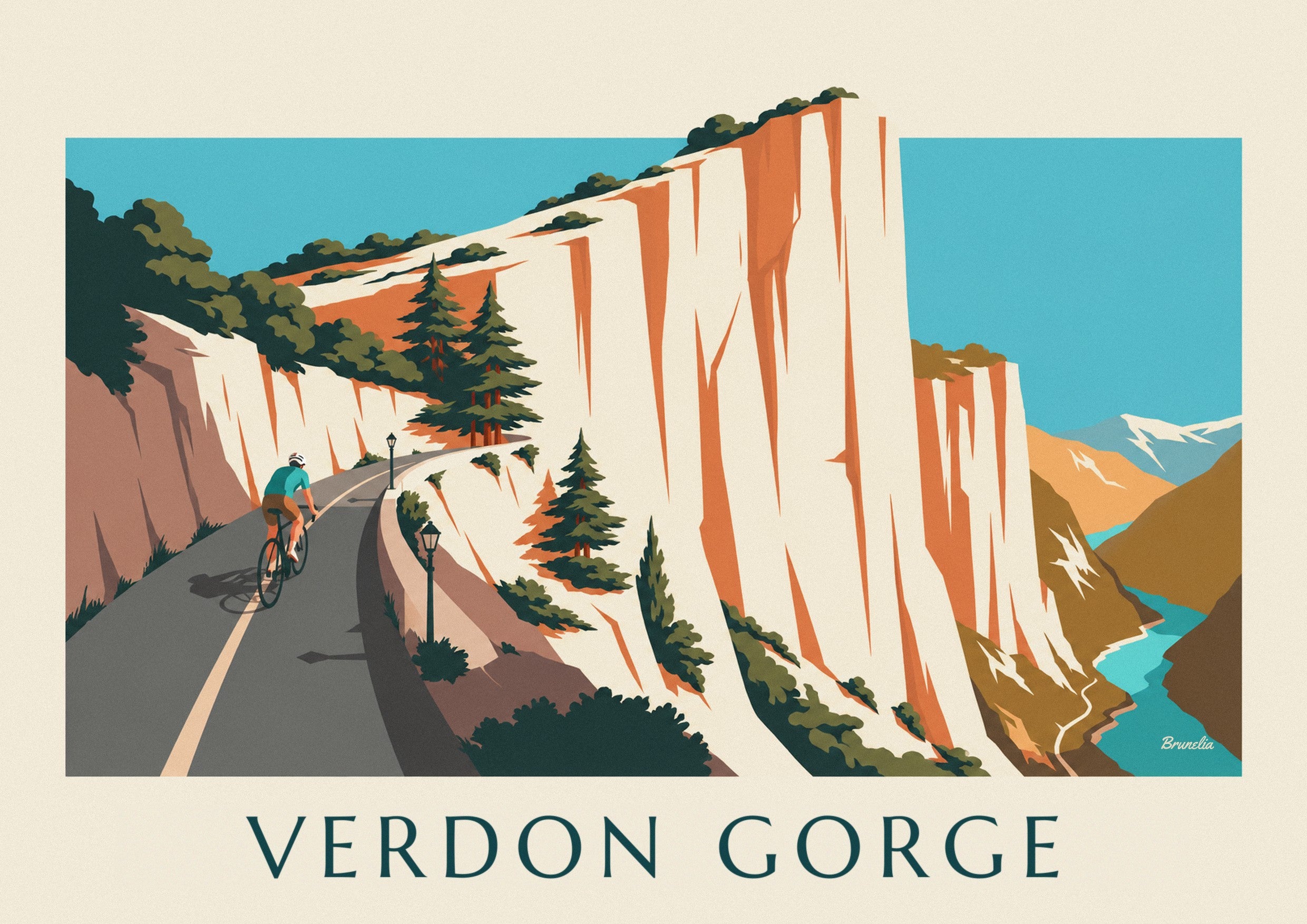 Cyclist on the Gorges du Verdon road poster: close-up detail