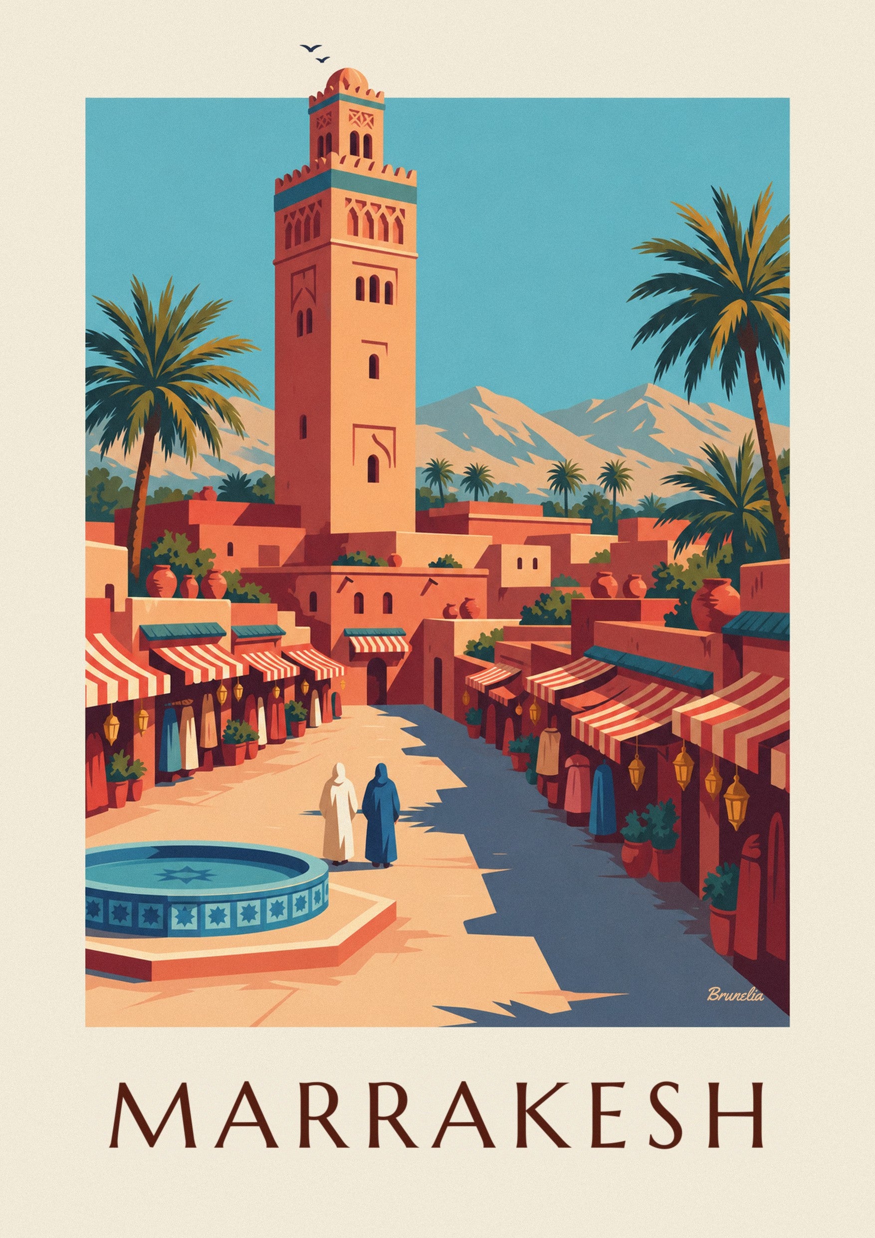 Marrakech medina and Koutoubia minaret poster: close-up detail
