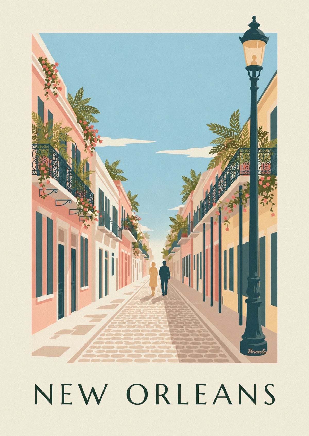 Affiche balcons en fer forgé du Quartier français, Nouvelle-Orléans