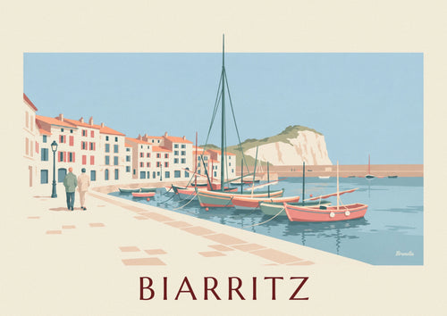 Affiche port des Pêcheurs de Biarritz et Rocher de la Vierge : l'affiche entière