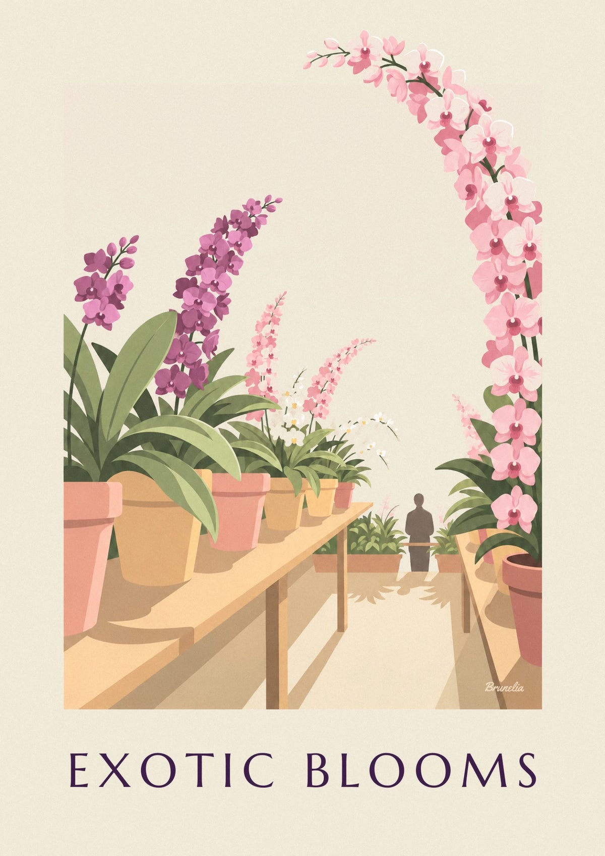 Greenhouse orchids and exotic flowers poster
