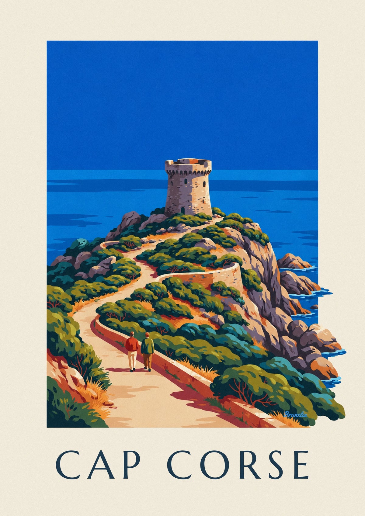 Affiche tour génoise sur la côte du cap Corse