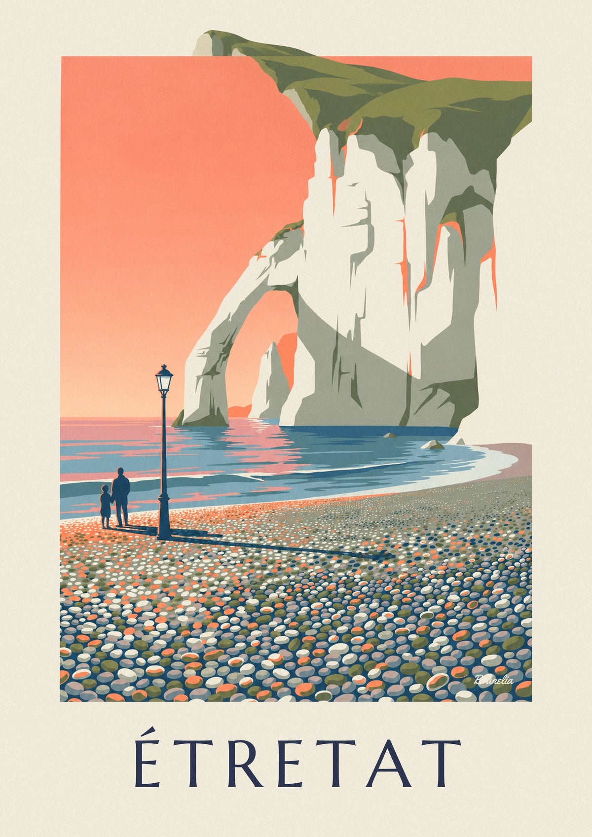 White cliffs of Étretat at sunset poster