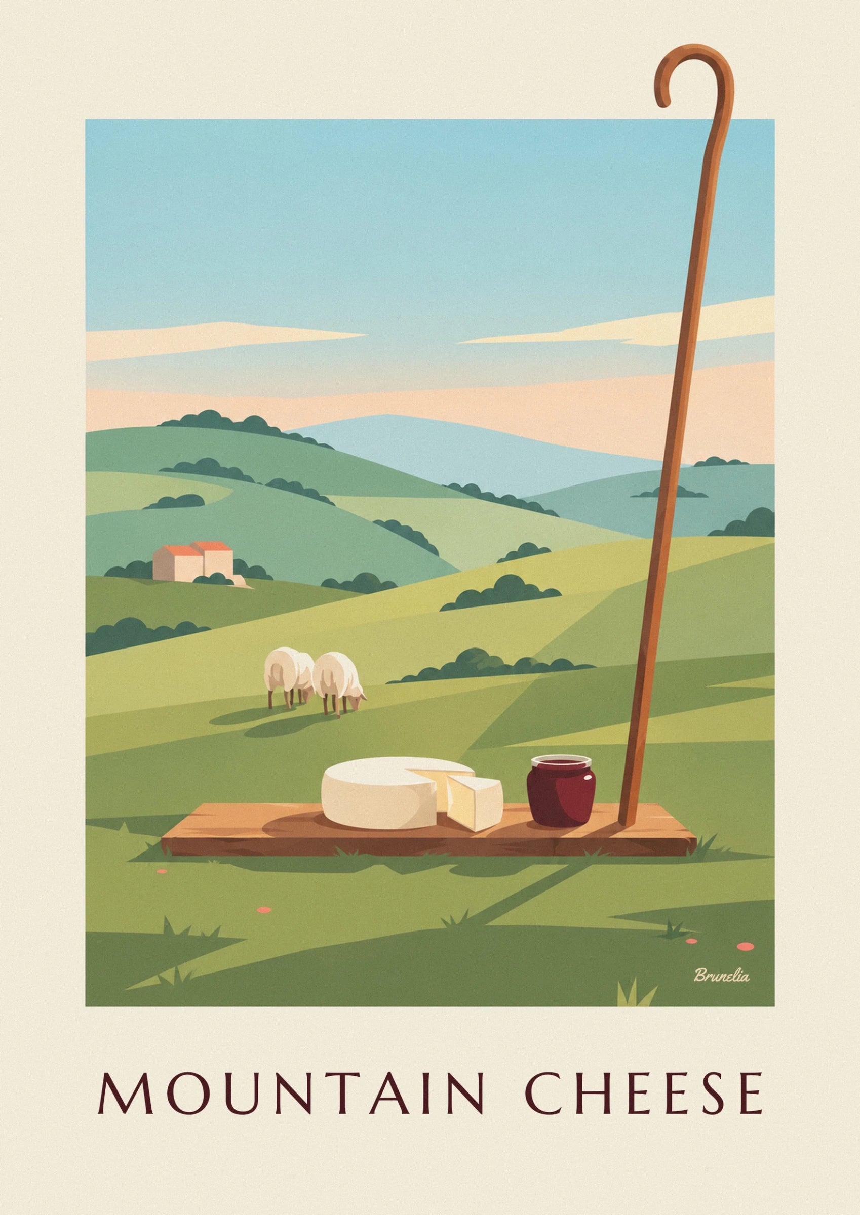 Basque sheep’s cheese and black cherry jam poster: close-up detail