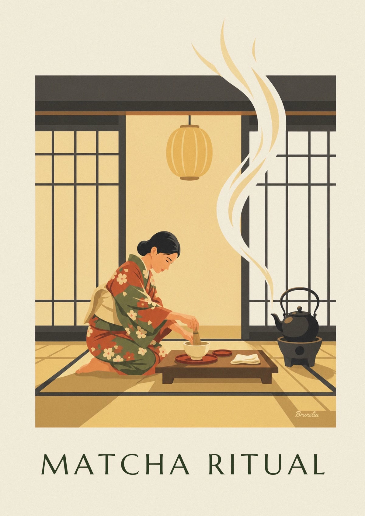 Japanese tea ceremony and matcha bowl poster
