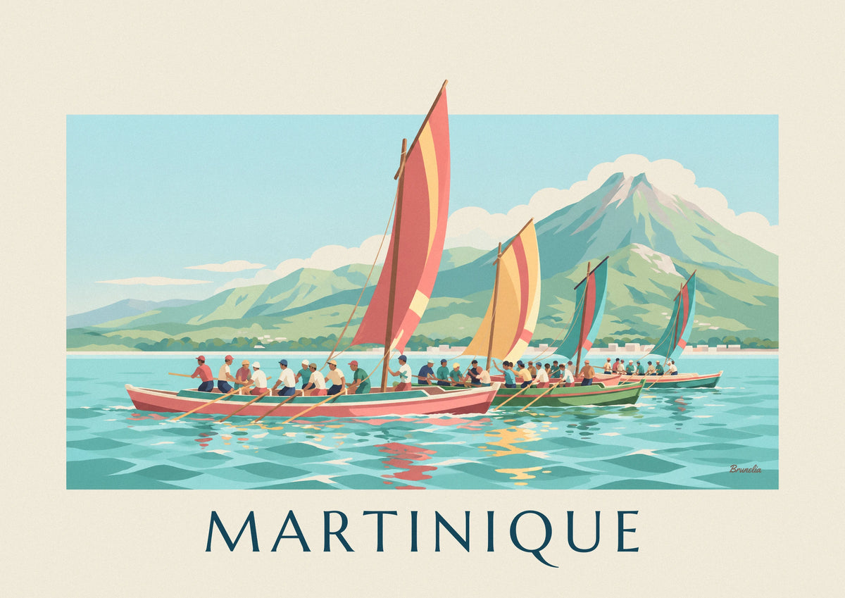 Round yoles racing off Martinique poster