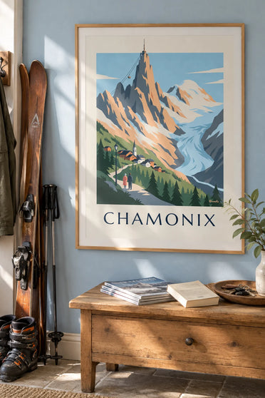 Mont Blanc massif from Chamonix poster : framed on the wall