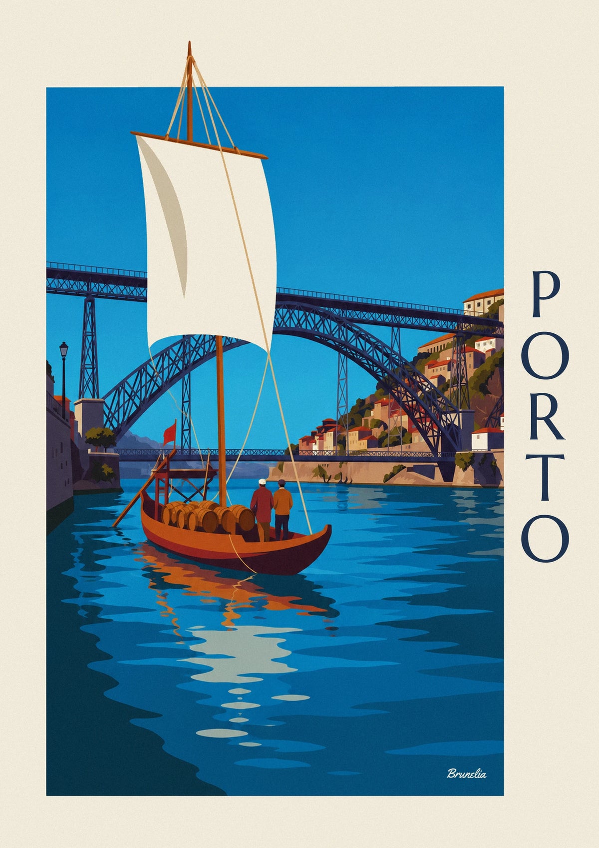 Porto Dom Luís I Bridge and rabelo boat on the Douro poster