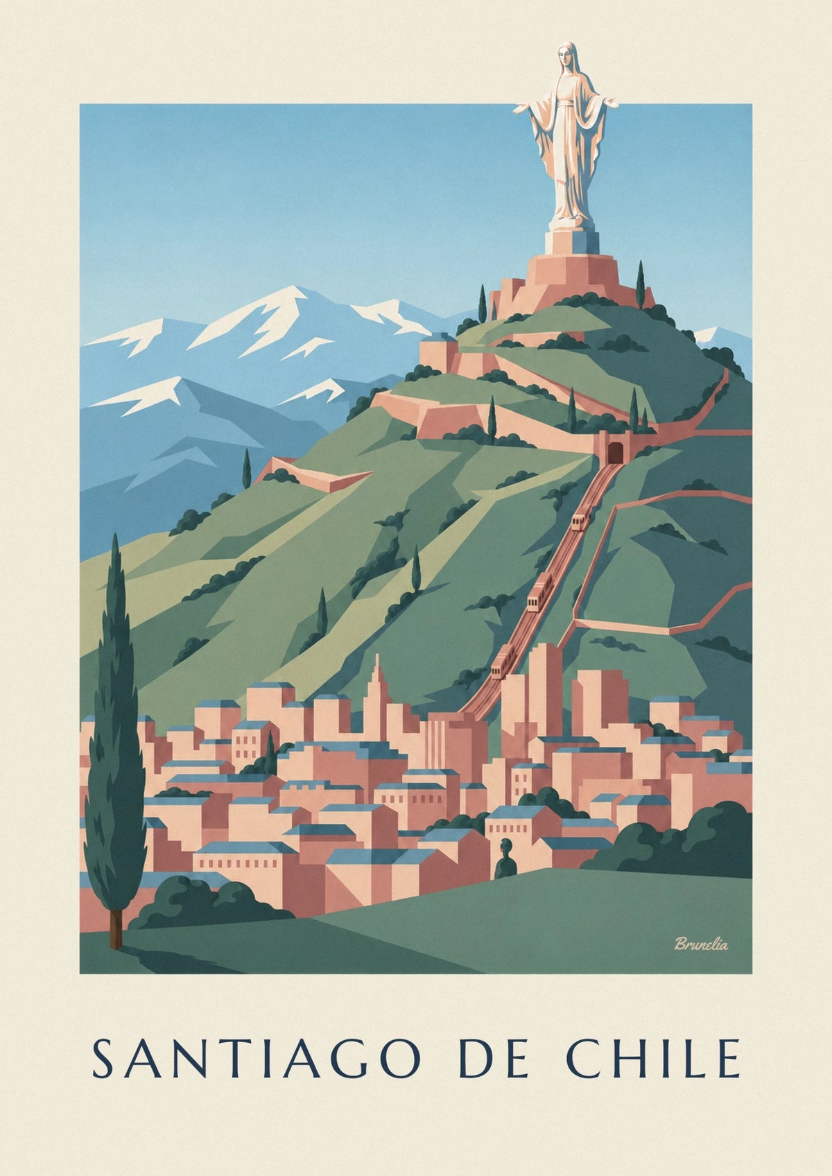 Affiche cerro San Cristóbal à Santiago du Chili